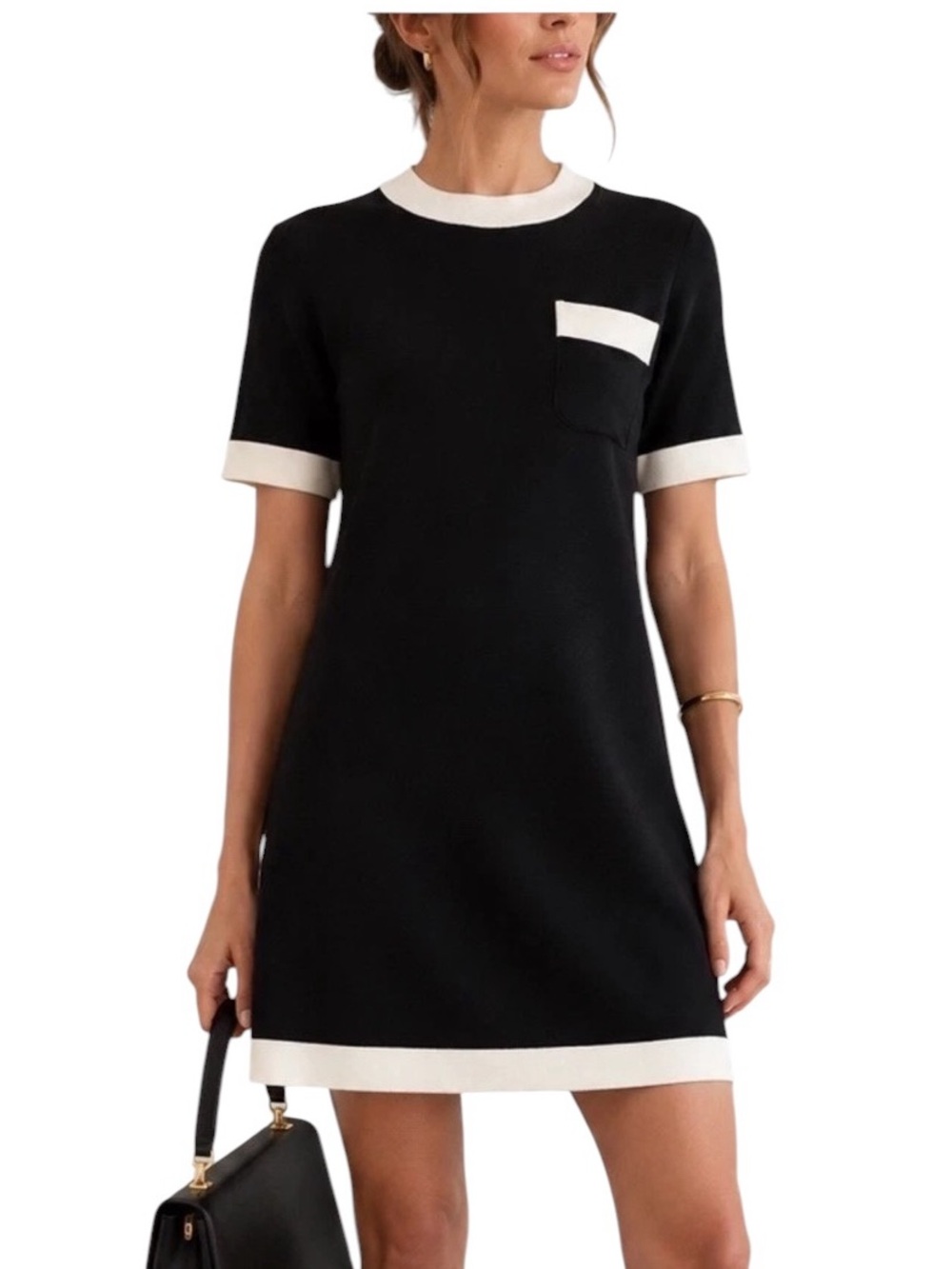 Tuckernuck Merritt Knit Mini Dress Black Ivory Size M